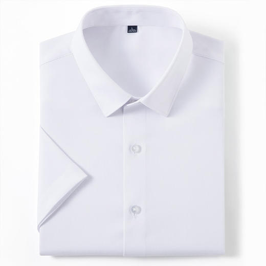 【含蚕丝】罗蒙春秋男士经典纯色短袖衬衫时尚百搭休闲简约通勤职业上班男衬衣 商品图1