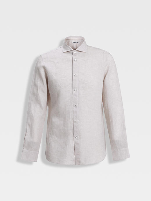 callisto原麻色老钱风一片领长袖衬衫 商品图0