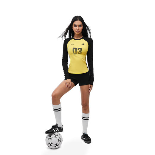 FDR官方店 03印花插肩袖撞色长袖t恤女春季潮牌辣妹运动修身上衣 商品图0