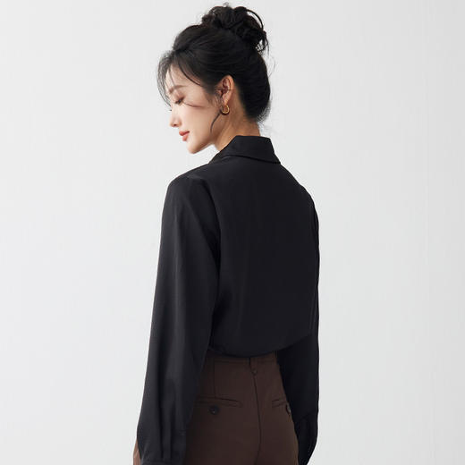 IWY/经典黑色职业衬衫女长袖早秋新款设计感教师内衬职业正装通勤工作服AB195 商品图4