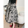 雀说植绒半裙女重工小众复古法式高腰中长款A字裙AL1572 商品缩略图1