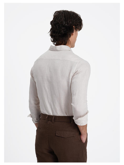 callisto原麻色老钱风一片领长袖衬衫 商品图4