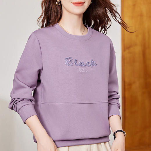 雀说圆领卫衣女新款秋季爆款时尚洋气上衣宽松高档正肩外套AL30131 商品图6