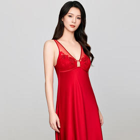 【3F】安莉芳桑蚕丝v领吊带短裙女士家居裙 EL00816