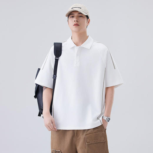polo衫短袖男生夏季新款潮牌宽松翻领休闲宽松纯色上衣服    AY-D3611【AY-3611】 商品图1
