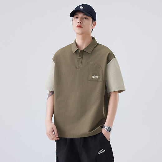夏季新款POLO衫日系复古假口袋设计感撞色翻领短袖男    AY-D3607【AY-3607】 商品图0