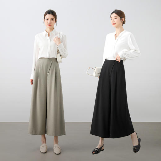 【内购】小个子通勤梨型身材遮肉显瘦松紧高腰九分阔腿裤-151K54738 商品图2