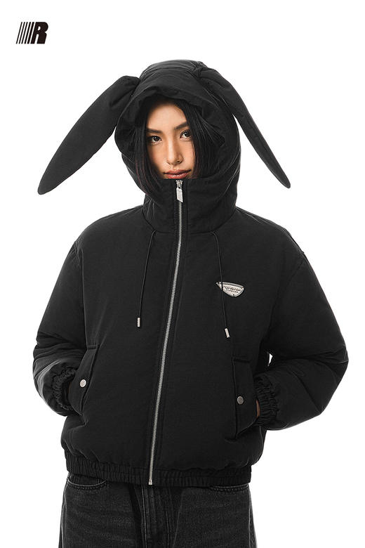 FDR官方店 兔耳朵棉服女冬季防风连帽加厚保暖拉链开衫棉衣外套 商品图5