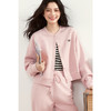 【严选】诗凡黎开春粉色圆领刺绣卫衣2025春新品韩系穿搭慵懒运动长裤外套7G1200411 商品缩略图0