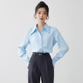 IWY/早春新款蓝色衬衫女气质商务国考公务员面试西装内搭AB195