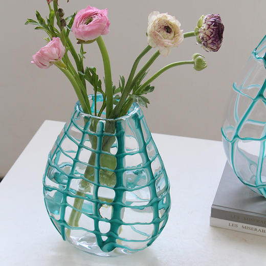碧轩北欧手工缠丝彩色厚重琉璃花瓶创意桌面家居装饰几何直筒花瓶 商品图4