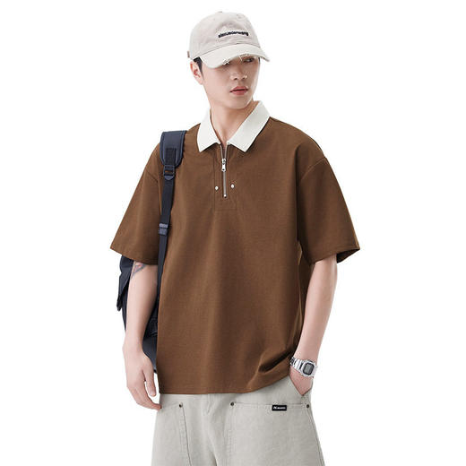 夏季新款时尚潮撞色翻领POLO衫男宽松休闲男士短袖上衣服   AY-D3610【AY-3610】 商品图4