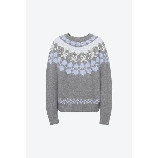 【商场同款】诗凡黎圆领拼色针织衫2024冬新款毛衣女3FB134161 商品图0