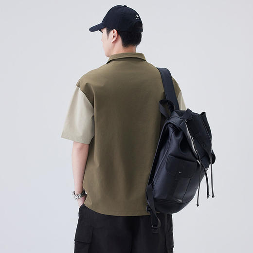 夏季新款POLO衫日系复古假口袋设计感撞色翻领短袖男    AY-D3607【AY-3607】 商品图3