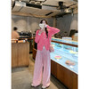 <曾小咸推荐>粉色假两件针织开衫格子裤套装 商品缩略图3