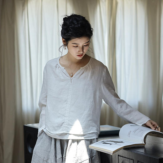 绽放522+218朵/100%汉麻高端宽松文艺休闲百搭防晒衬衫夏小衫 商品图2