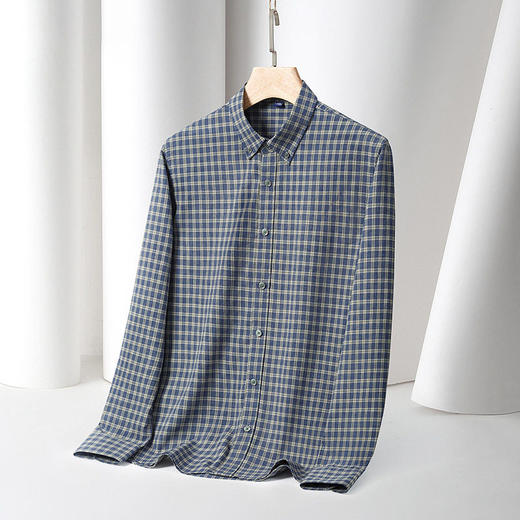秋新款全棉磨毛格子长袖衬衫男式修身衬衣男士百搭商务休闲寸衫    LSBT-CK123 商品图0