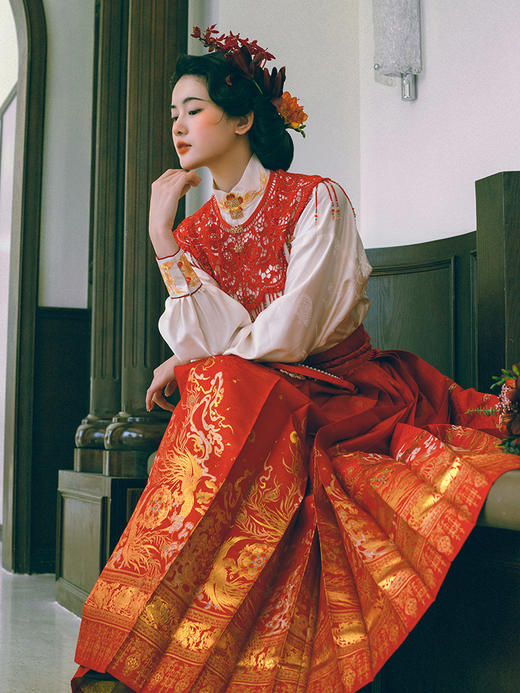 【重回汉唐凤仪】对襟衫马面裙新中式婚服新娘服订婚敬酒服回门服 商品图3