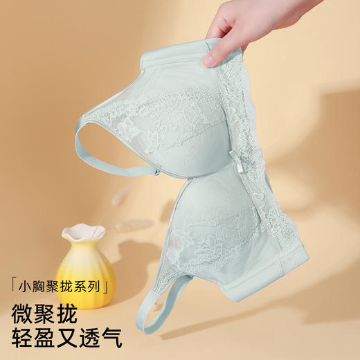 【商场同款】熳洁儿 柔心杯小胸聚拢无钢圈内衣性感蕾丝收副乳23201506 商品图7