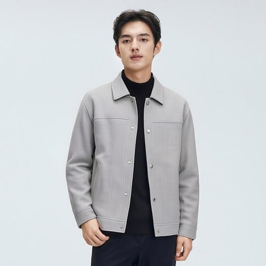 圣得西针织休闲夹克青年男2025春秋新款提花肌理设计宽松休闲外套 商品图1