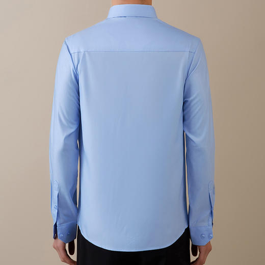 【莱赛尔弹力面料】罗蒙春秋男士经典翻领纯色长袖衬衫舒适百搭通勤上班职业男衬衣 商品图10