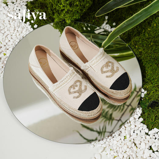 预售10天发|Safiya/索菲娅2025小香风绣花平底百搭懒人一脚蹬渔夫鞋SFD1112075 商品图4