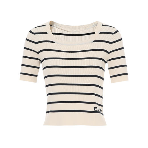 EITIE爱特爱春季新款撞色条纹显瘦百搭基础简约针织衫7701411 商品图5
