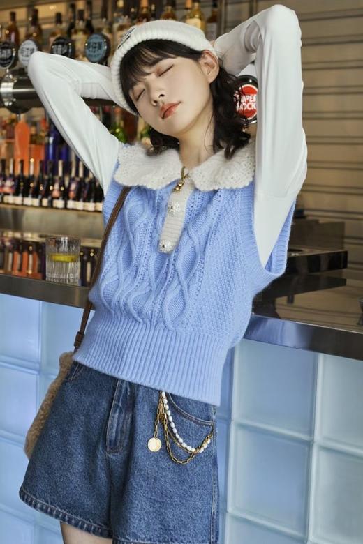 Stay2Weeks 甜美减龄撞色娃娃领针织背心上衣 15607 商品图0