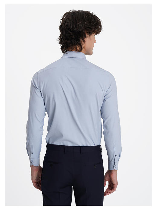 callisto高阶商务系列蓝色弹力聚酯纤维混纺长袖衬衫 商品图4