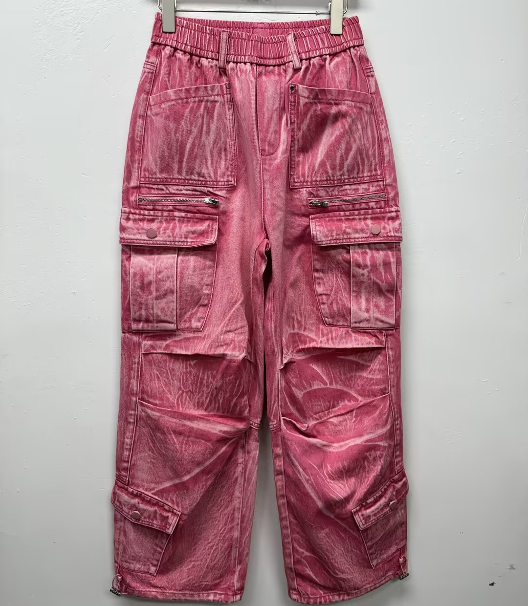 1- GD松紧腰头多口袋下摆抽绳直筒牛仔裤40815（红）秋季143020680321