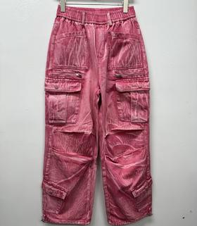 1- GD松紧腰头多口袋下摆抽绳直筒牛仔裤40815（红）秋季143020680321