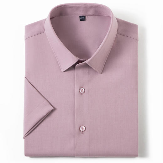 【含蚕丝】罗蒙春秋男士经典纯色短袖衬衫时尚百搭休闲简约通勤职业上班男衬衣 商品图3