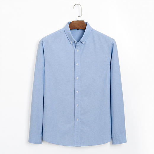 【牛津纺】罗蒙男士春秋款长袖衬衫百搭舒适纯色休闲上班通勤经典翻领男衬衫 商品图2