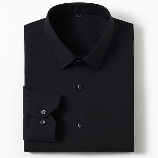 【含蚕丝】罗蒙春秋男士纯色长袖衬衫商务休闲通勤舒适经典百搭翻领男衬衣 商品图2