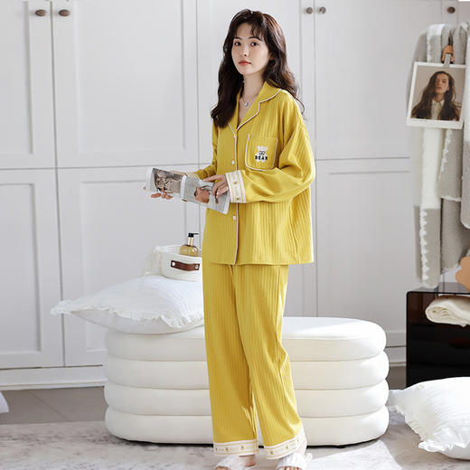雀说长袖长裤睡衣女秋季纯棉卡通大码宽松休闲可外穿居家服套装AL 商品图8