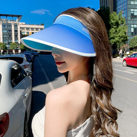 【空顶发箍渐变遮阳帽】夏季高颜值防晒帽，修饰脸型显脸小，空顶透气不闷汗，渐变可爱遮阳帽小香风uv防晒帽QQ 商品图1