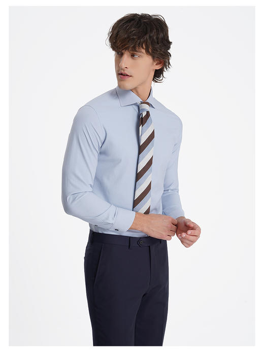 callisto高阶商务系列蓝色弹力聚酯纤维混纺长袖衬衫 商品图3