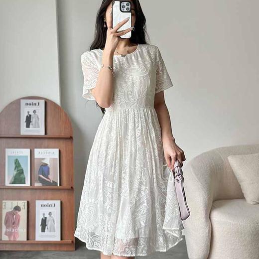 顺丰包邮洛诗琳02545春夏新款重工绣花显瘦真丝连衣裙20193011 商品图3