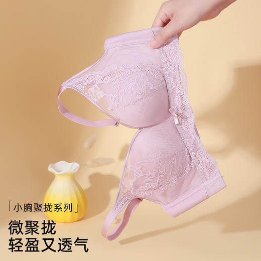 【商场同款】熳洁儿 柔心杯小胸聚拢无钢圈内衣性感蕾丝收副乳23201506 商品图6