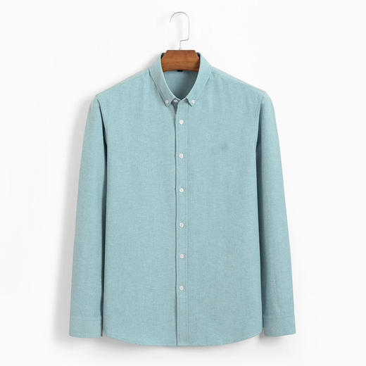 【牛津纺】罗蒙男士春秋款长袖衬衫百搭舒适纯色休闲上班通勤经典翻领男衬衫 商品图4