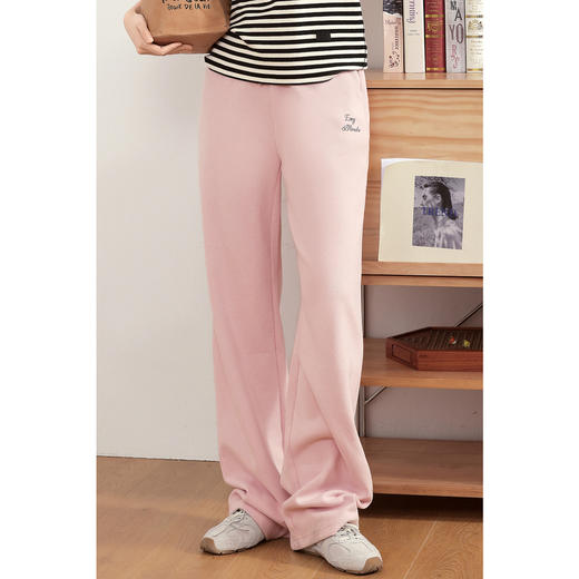 【严选】诗凡黎开春粉色运动休闲裤2025春新品韩系穿搭慵懒直筒显瘦长裤7G1250071 商品图4