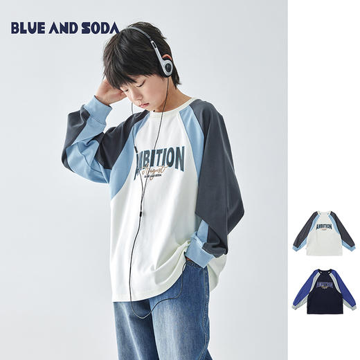 蓝汽水 2025春夏第一波新品撞色插肩长袖T恤-860B256010JY 商品图0