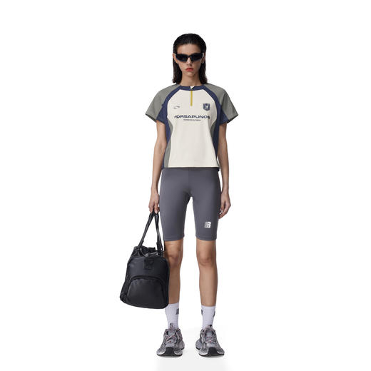 FDR官方店 辣妹拼接拉链短袖t恤女夏季短款速干料先锋户外运动T恤 商品图1