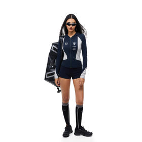 FDR官方店 美式复古撞色拼接速干连帽卫衣女秋季骑行运动上衣外套