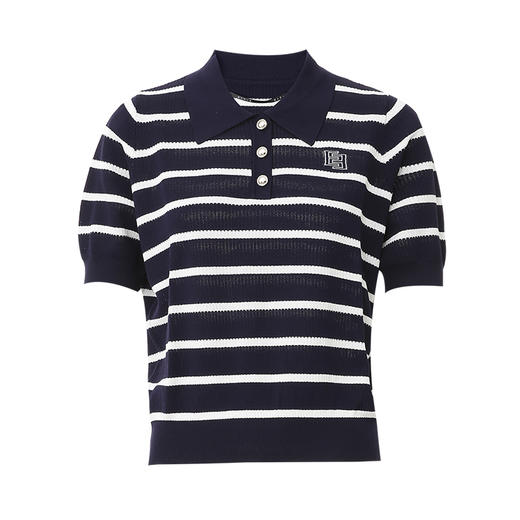 EITIE爱特爱夏季新款条纹显瘦百搭针织衫7701407 商品图10