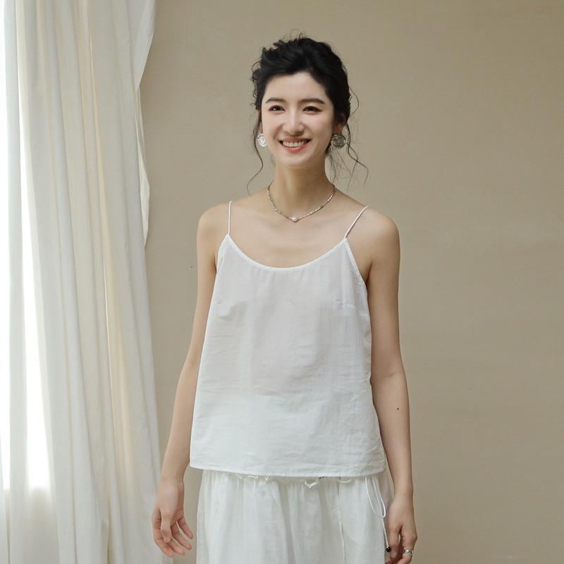 绽放578+165朵【黑白灰系列·月光集】有机棉显瘦wan能简洁吊带打底衫