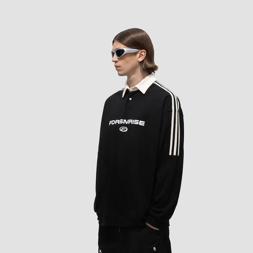 FDR 国潮美式条纹拼接织带卫衣男女秋季潮牌高街情侣长袖上衣帽衫 商品图1