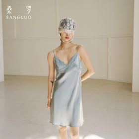 经典必备桑罗真丝性感睡裙女法式睫毛蕾丝拼接吊带裙短款收腰可外穿睡衣