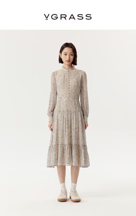 VGRASS维格娜丝25年春季定位印花真丝连衣裙