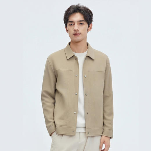 圣得西针织休闲夹克青年男2025春秋新款提花肌理设计宽松休闲外套 商品图2